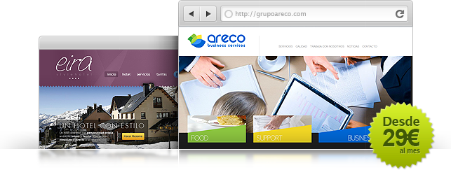 Capturas de pantalla de la web Grupoareco.com y Hotel Eira