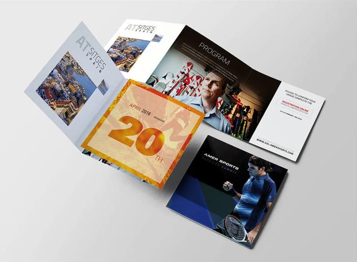 Programa editorial desplegado diseñado para Amer Sports