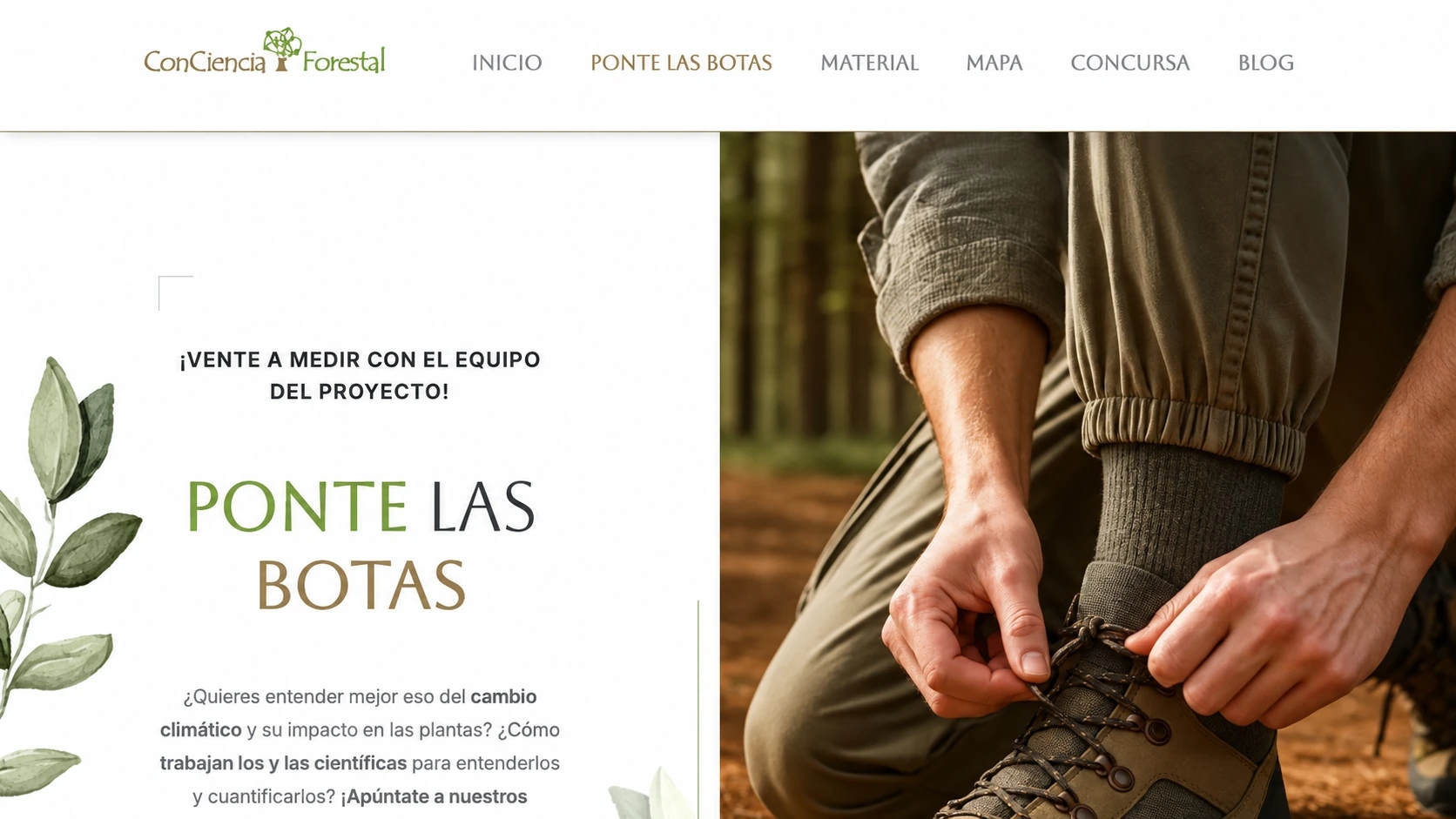 Página Ponte las botas de ConCiencia Forestal