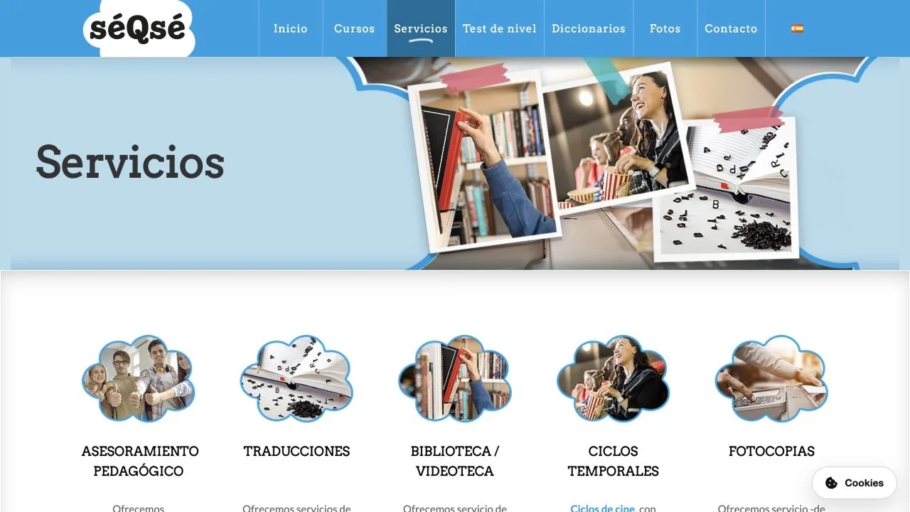 Página de servicios de la academia SÉQSÉ