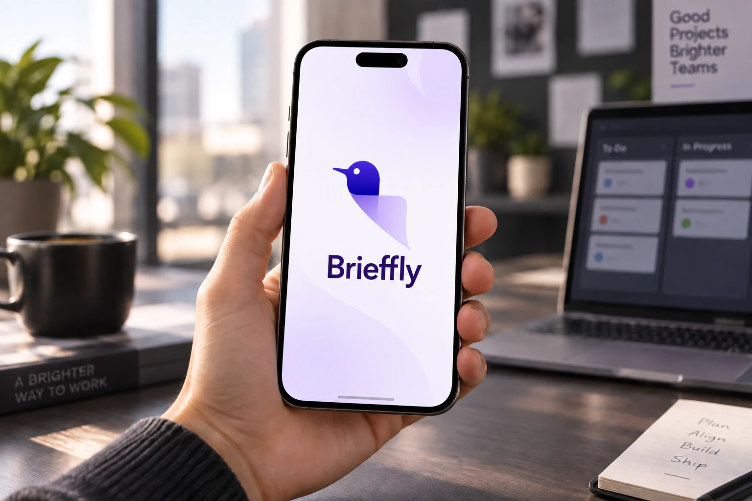 Aplicación de gestión de proyectos Brieffly en un móvil
