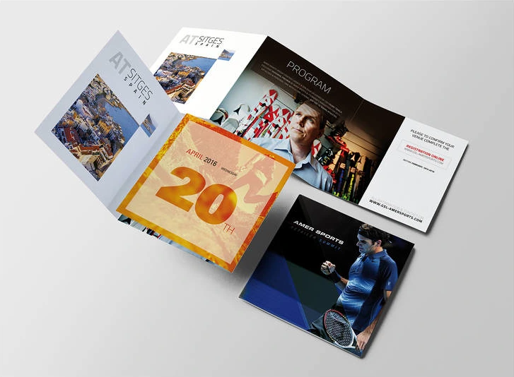 Diseño editorial desplegado de Amer Sports