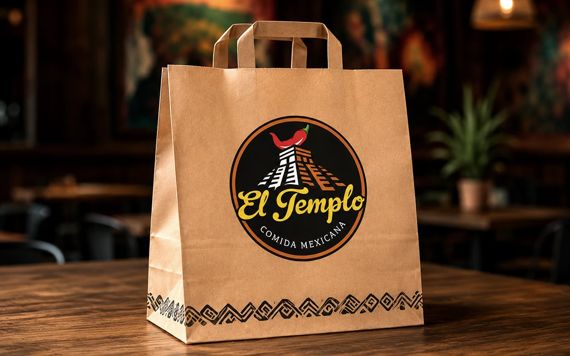 Aplicación de la identidad de El Templo en una bolsa