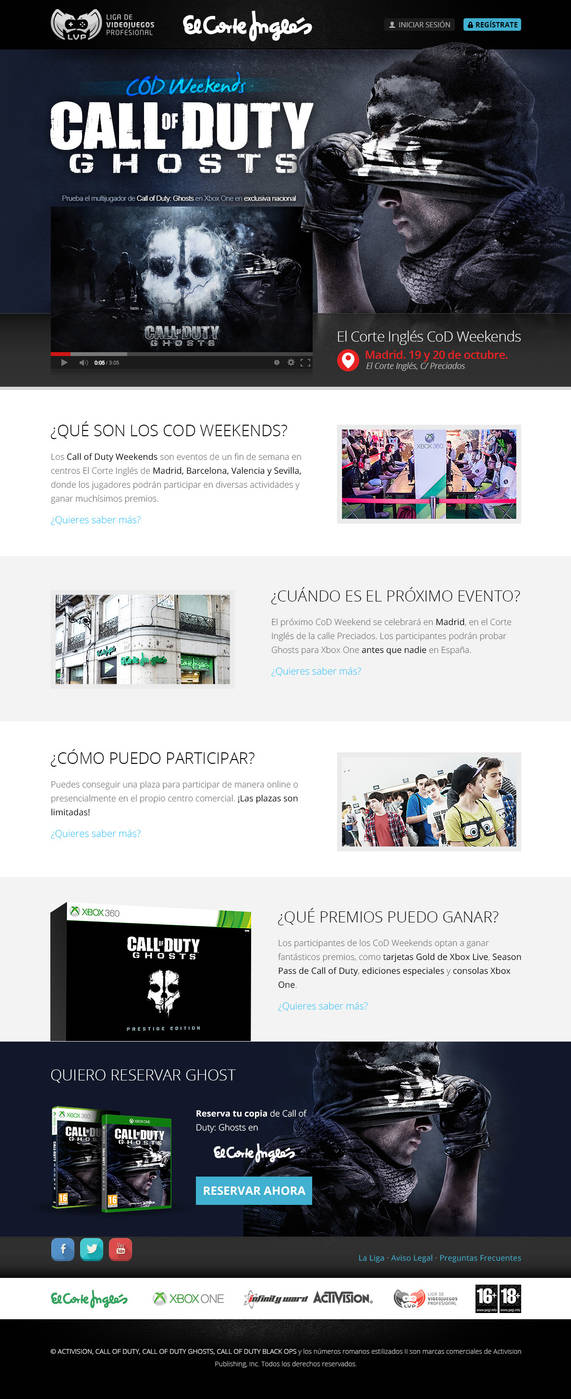 Call of Duty Ghosts Weekends — diseño web para El Corte Inglés